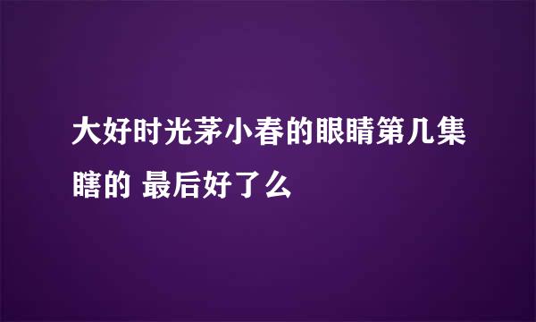 大好时光茅小春的眼睛第几集瞎的 最后好了么