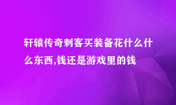 轩辕传奇刺客买装备花什么什么东西,钱还是游戏里的钱