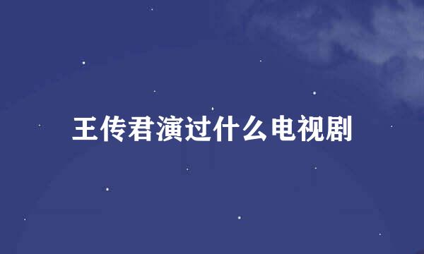 王传君演过什么电视剧