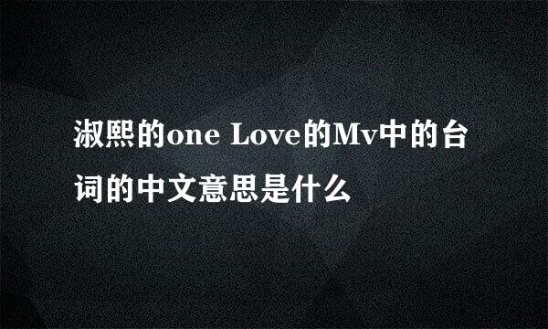 淑熙的one Love的Mv中的台词的中文意思是什么