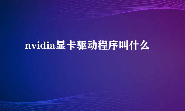 nvidia显卡驱动程序叫什么