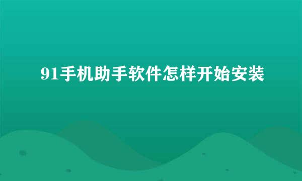 91手机助手软件怎样开始安装