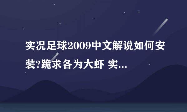 实况足球2009中文解说如何安装?跪求各为大虾 实况足球2009中文解说如何安装?跪求