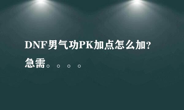 DNF男气功PK加点怎么加？急需。。。。