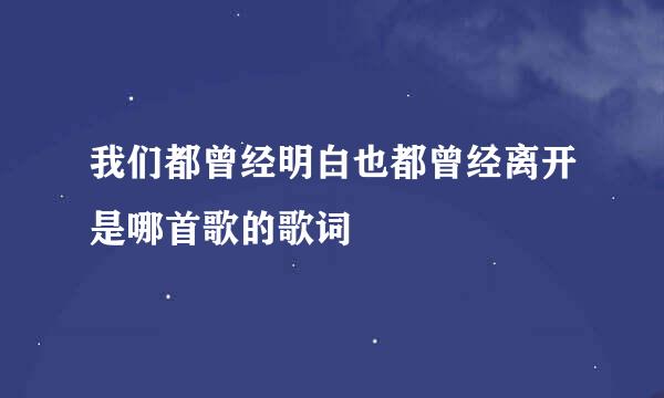 我们都曾经明白也都曾经离开是哪首歌的歌词