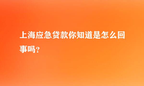 上海应急贷款你知道是怎么回事吗？