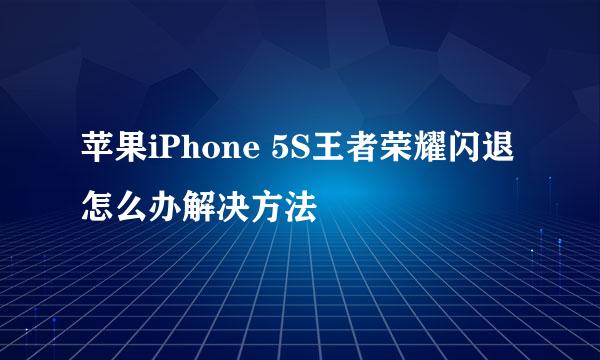 苹果iPhone 5S王者荣耀闪退怎么办解决方法