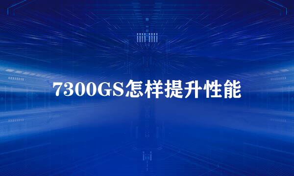 7300GS怎样提升性能