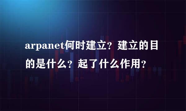 arpanet何时建立？建立的目的是什么？起了什么作用？