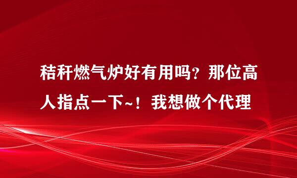 秸秆燃气炉好有用吗？那位高人指点一下~！我想做个代理