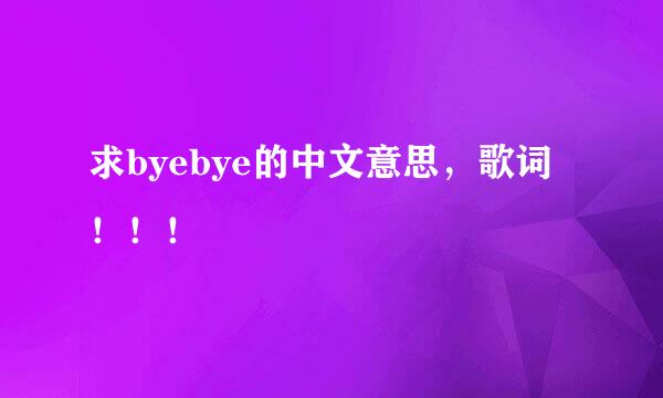 求byebye的中文意思，歌词！！！