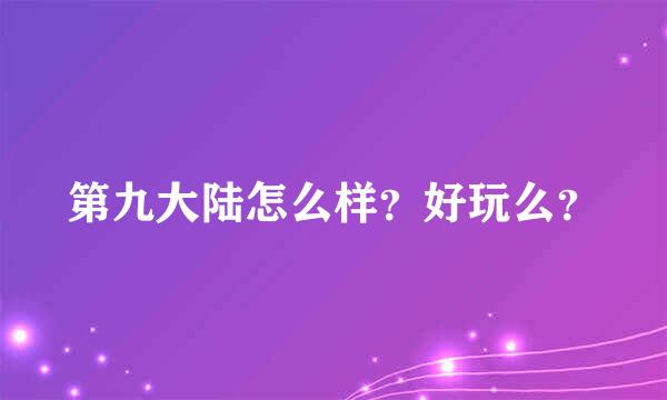 第九大陆怎么样？好玩么？