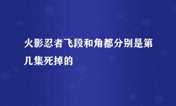 火影忍者飞段和角都分别是第几集死掉的