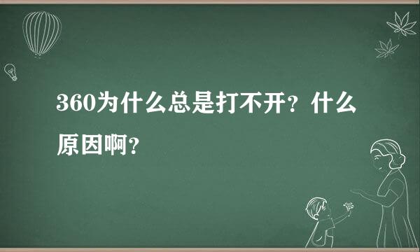 360为什么总是打不开？什么原因啊？