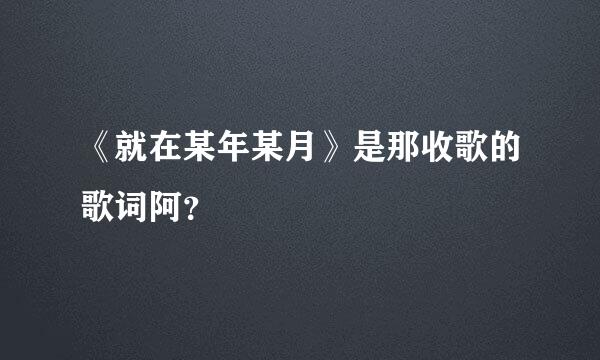 《就在某年某月》是那收歌的歌词阿？