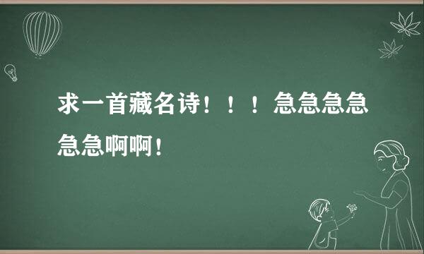 求一首藏名诗！！！急急急急急急啊啊！