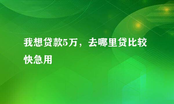 我想贷款5万，去哪里贷比较快急用