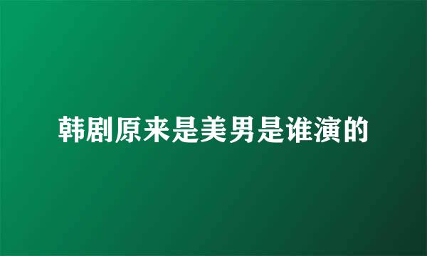 韩剧原来是美男是谁演的