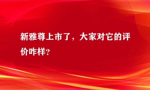 新雅尊上市了，大家对它的评价咋样？