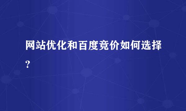 网站优化和百度竞价如何选择？