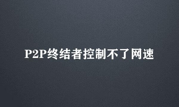 P2P终结者控制不了网速