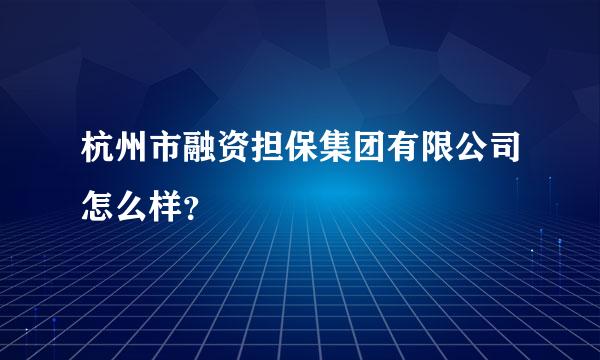 杭州市融资担保集团有限公司怎么样？