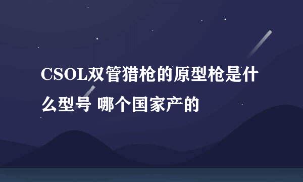 CSOL双管猎枪的原型枪是什么型号 哪个国家产的