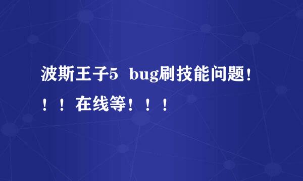 波斯王子5  bug刷技能问题！！！在线等！！！