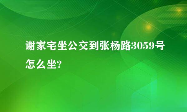 谢家宅坐公交到张杨路3059号怎么坐?