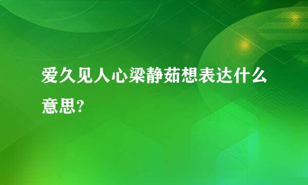 爱久见人心梁静茹想表达什么意思?