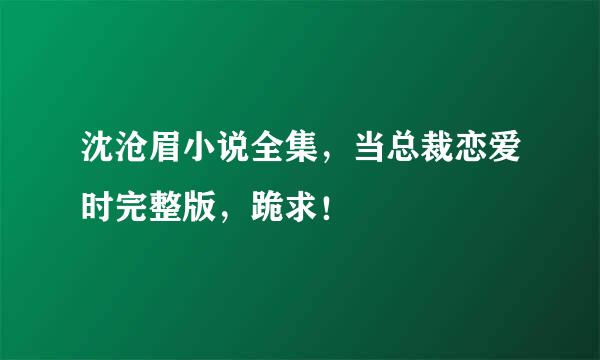 沈沧眉小说全集，当总裁恋爱时完整版，跪求！