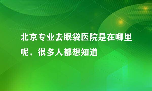 北京专业去眼袋医院是在哪里呢，很多人都想知道