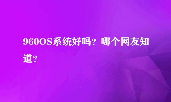 960OS系统好吗？哪个网友知道？