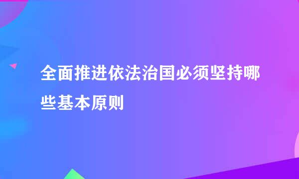 全面推进依法治国必须坚持哪些基本原则