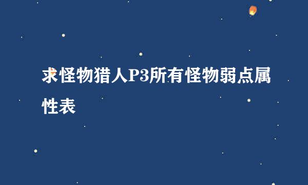 求怪物猎人P3所有怪物弱点属性表