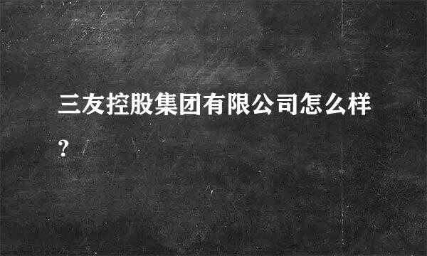 三友控股集团有限公司怎么样？