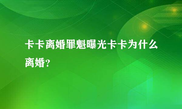 卡卡离婚罪魁曝光卡卡为什么离婚？