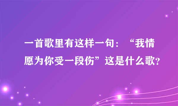 一首歌里有这样一句：“我情愿为你受一段伤”这是什么歌？