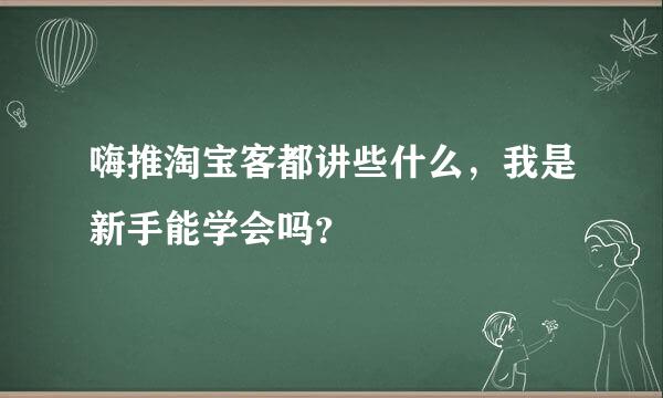 嗨推淘宝客都讲些什么，我是新手能学会吗？