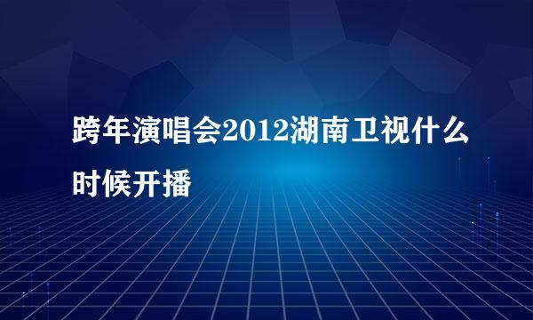 跨年演唱会2012湖南卫视什么时候开播