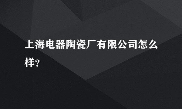 上海电器陶瓷厂有限公司怎么样？