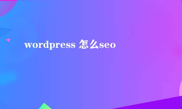 wordpress 怎么seo