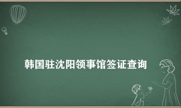 
韩国驻沈阳领事馆签证查询
