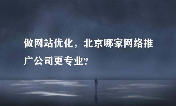 做网站优化，北京哪家网络推广公司更专业？