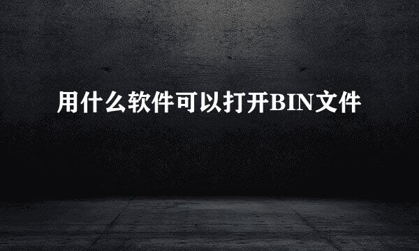 用什么软件可以打开BIN文件