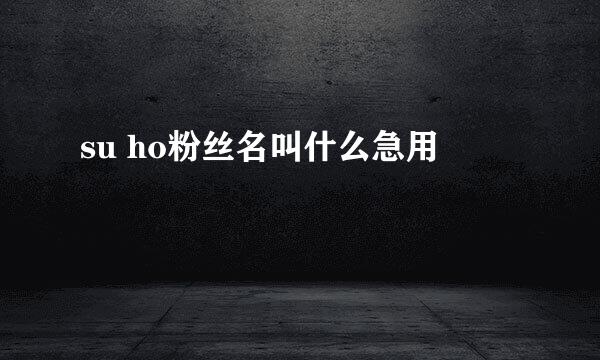 su ho粉丝名叫什么急用