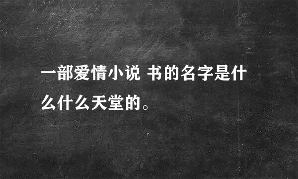 一部爱情小说 书的名字是什么什么天堂的。