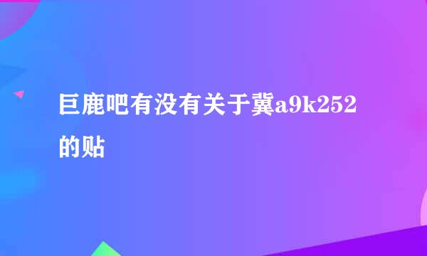 巨鹿吧有没有关于冀a9k252的贴