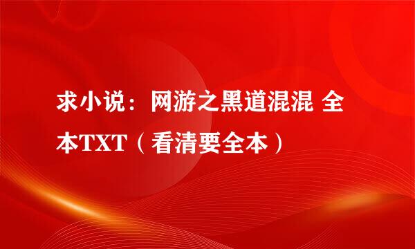 求小说：网游之黑道混混 全本TXT（看清要全本）