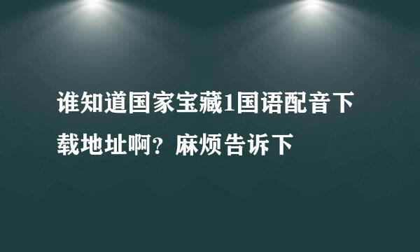 谁知道国家宝藏1国语配音下载地址啊？麻烦告诉下